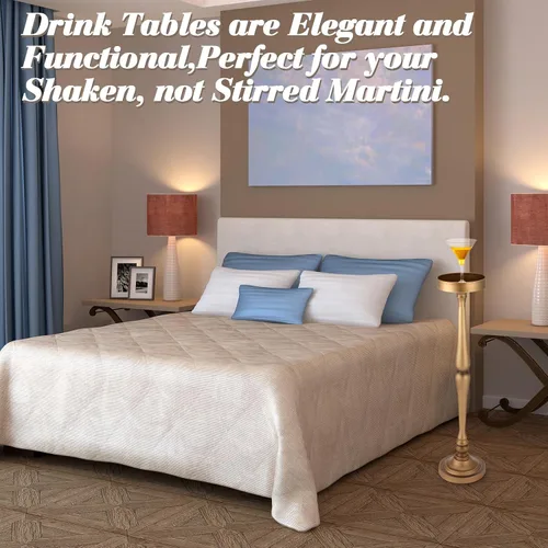 Miniatura 6 de CroBlissful Mesa redonda de Martini para bebidas de 2 piezas para espacios pequeños, mesita de noche, sala de estar, dormitorio, mesa auxiliar