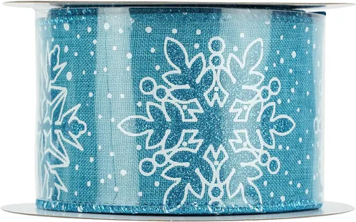 Miniatura 8 de HUIHUANG - Cinta de copo de nieve con alambre, cinta de arpillera con purpurina azul, borde de alambre, 2.5 pulgadas x 10 yardas, para decoración