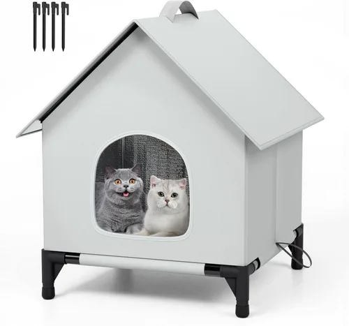 Miniatura 8 de Casa para gatos para exteriores e interiores, aislada y resistente a la intemperie, refugio plegable para gatos, fácil de armar, refugio