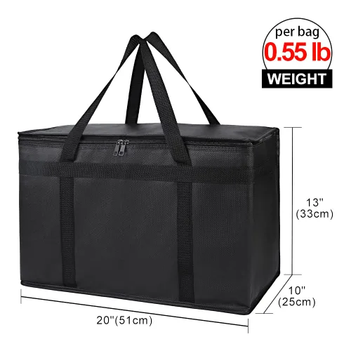 Miniatura 48 de Bodaon Paquete de 10 bolsas aisladas para entrega de alimentos para comidas calientes y frías, bolsas térmicas y enfriadoras, bolsa aislante de Negro