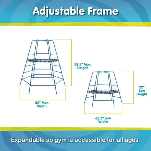 Miniatura 3 de Explorer 2 Jungle Gym - Juego de escalada con marco de acero ajustable, toldo y plataforma resistentes a la intemperie, juego al aire libre