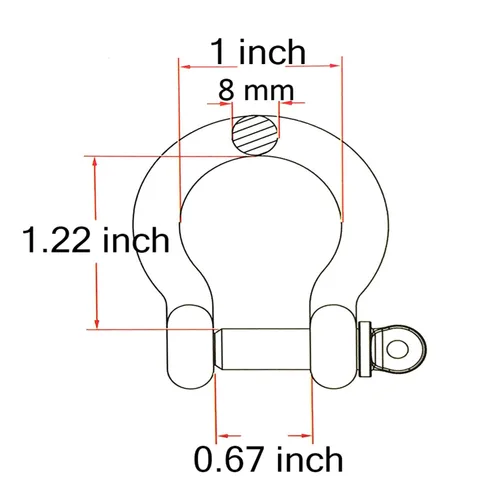 Miniatura 3 de 4 grilletes de anillo en D de acero inoxidable 304 de 5/16 pulgadas de 5/16 pulgadas para alambre de acero de tracción, 0.315 in