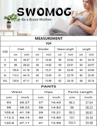 Miniatura 7 de SWOMOG Conjunto de bata de maternidad para mujer, pijama de lactancia para lactancia materna