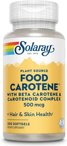 SOLARAY Alimentos Caroteno, Vitamina A 10000 UI | Piel saludable, ojos, antioxidantes y apoyo inmunológico (200 CT)
