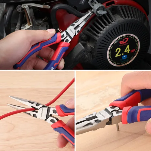 Miniatura 5 de WORKPRO Alicates de punta de aguja premium de 6 pulgadas, precisión de abrazadera de papel, acero CRV resistente, agarre suave con cortador