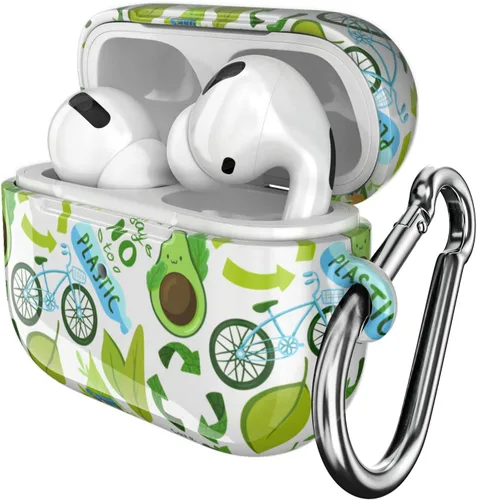 Miniatura 2 de Funda compatible con Airpods Pro Airpods 1, 2, 3 generación, sostenible, de cuerpo completo, diseño ecológico, funda de plástico con llavero Go