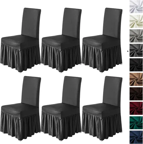 Miniatura 21 de molasofa Juego de 6 fundas para sillas de comedor, fundas elásticas para sillas con falda para cocina, protectores de asiento de cocina, decoración