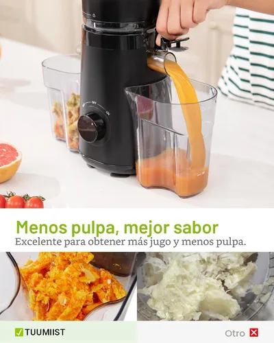 Miniatura 4 de TUUMIIST - Exprimidor de prensado en frío con canal de alimentación extra grande de 5.3 pulgadas para frutas y verduras enteras, fácil de limpiar