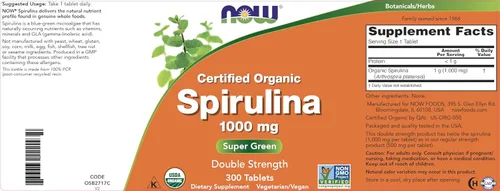 Miniatura 4 de NOW Foods Tabletas de espirulina orgánica de 1000 mg – 300 unidades (paquete de 2) – Sin OGM, suplemento alimenticio integral súper verde