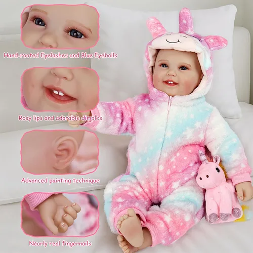 Miniatura 5 de Muñecas de bebé de la vida real - Muñecas de bebé Reborn de 19 pulgadas para niñas de 3 años en más, muñeca de bebé realista de vinilo con cuerpo