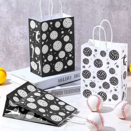 Miniatura 7 de Leinuosen 30 bolsas de regalo de voleibol, bolsas de regalo de voleibol, bolsas de golosinas para aperitivos y dulces con asa para temática