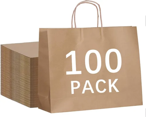 Miniatura 7 de vanhel 50 bolsas de regalo con asas, 8 x 4.25 x 10.5 pulgadas, bolsa de regalo, bolsas de papel marrón con asas a granel, para compras, fiesta