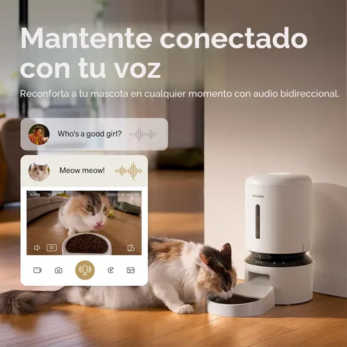 Miniatura 5 de PETLIBRO Comedero automático para gatos con cámara, video HD 1080P con visión nocturna, alimentador WiFi 5G para mascotas con audio de 2 vías, Blanco