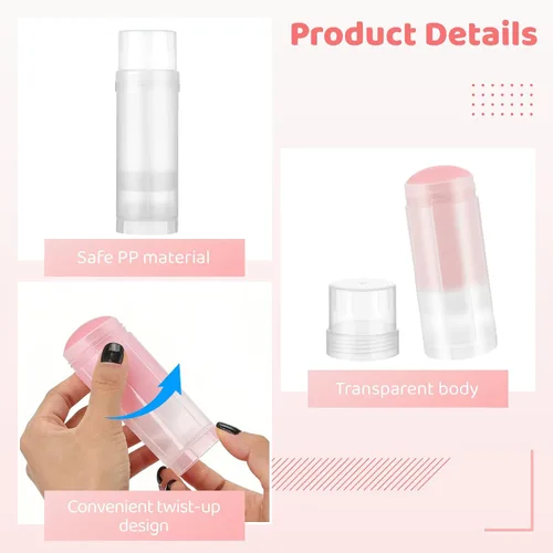 Miniatura 3 de OMISTAR 30 recipientes vacíos de desodorante de 2 onzas, tubos desodorantes recargables giratorios, soporte de plástico translúcido, botellas push