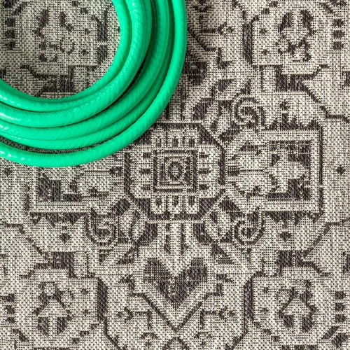 Miniatura 6 de Eyely BMS101D-28 - Alfombra de pasillo con textura de medallón de Santa Mónica Slesi, para interiores y exteriores, estilo costero, bohemio, Gris