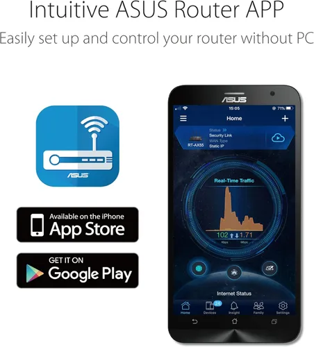 Miniatura 4 de ASUS RT-AX1800S Router extensible WiFi 6 de doble banda, seguridad de red sin suscripción, control parental, VPN incorporada, compatible con AiMesh