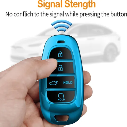 Miniatura 5 de Funda para llavero con llavero suave de protección completa para llave compatible con Hyundai Sonata Tucson 2019, 2020, 2021, 2022 (azul, 5 botones)