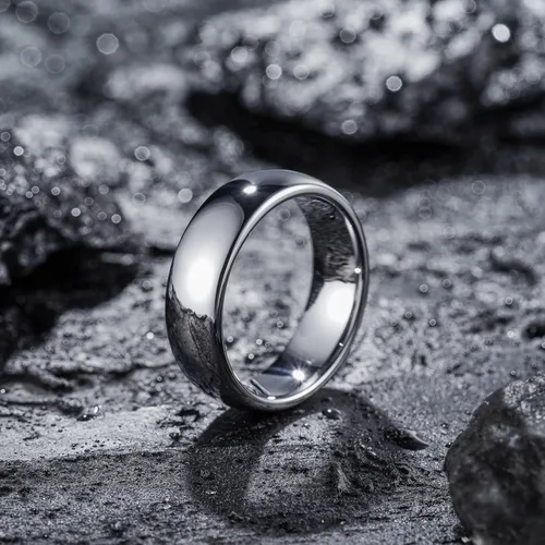 Miniatura 26 de King Will Alianza de boda de carburo de tungsteno para hombres y mujeres, anillos de promesa para parejas abovedados de alto pulido