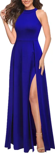 Miniatura 3 de MUSHARE Vestido largo formal sexy con cuello halter para mujer