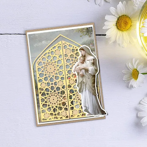 Miniatura 3 de Threetols Fondo de ventana de puerta troquelado de metal para hacer tarjetas, marco de ventana de flores, troqueles de corte para manualidades