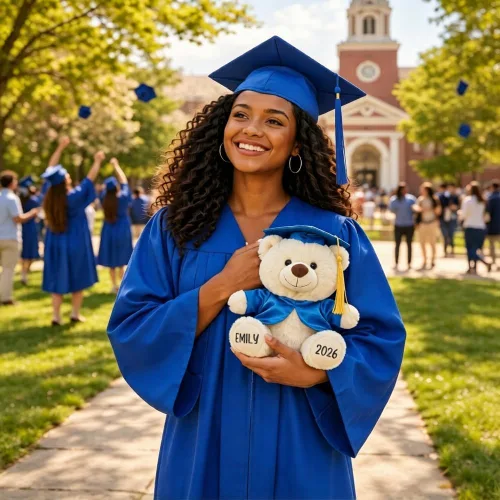 Miniatura 7 de Oso de graduación personalizado 2026-9.5 pulgadas 7 colores personalizados de peluche de graduación con fecha de nombre, regalo de graduación