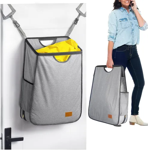Ligereza La bolsa colgante para ropa sucia es adecuada para cualquier puerta. Cesta colgante de gran capacidad que no raya la pintura de la puerta,