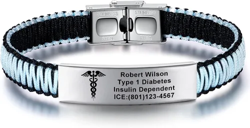 Miniatura 21 de Pulseras de alerta médica para mujeres Pulseras de identificación médica personalizables para hombres, niñas y niños Pulseras médicas trenzadas