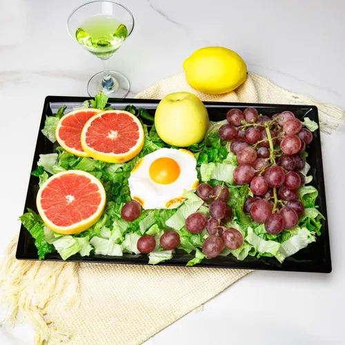 Miniatura 7 de Supernal Paquete de 12 bandejas de plástico negro para servir, bandejas de plástico de 15 x 10 pulgadas, bandeja de plástico de comida rápida