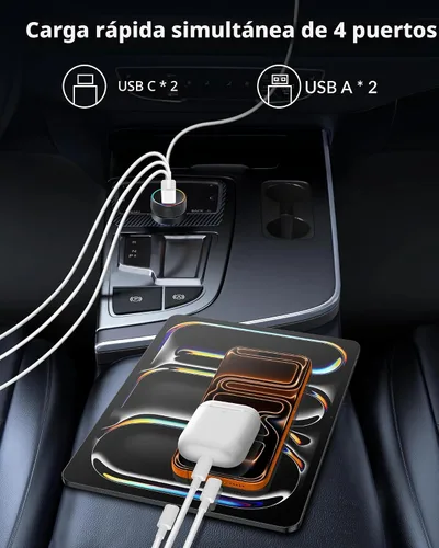 Miniatura 4 de Cargador de Coche USB C, Cargador de Teléfono de Coche de 4 Puertos 90W de Carga Súper Rápida Accesorios de Cargador de Coche Dual USB-C y USB-A