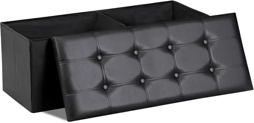 Miniatura 12 de SUPER DEAL Banco otomano plegable de almacenamiento, reposapiés de 30 pulgadas con asiento acolchado, banco de zapatos de entrada para sala