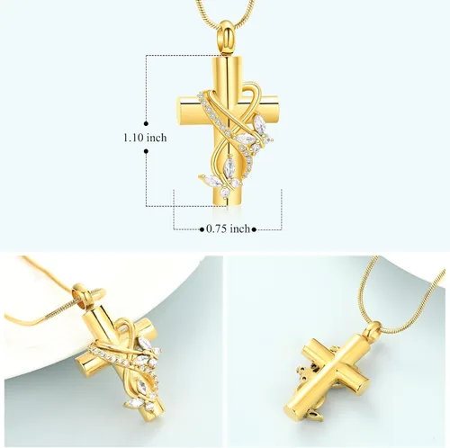 Miniatura 2 de Imrsanl Collar de urna de cruz de mariposa para cenizas, hombres y mujeres, joyería de cremación, colgante de cenizas para cenizas conmemorativas
