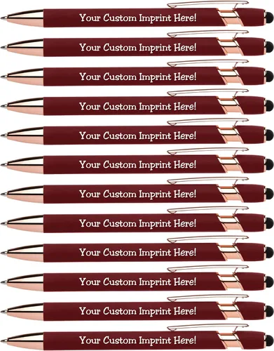 Miniatura 9 de ExpressDesigns™ - Bolígrafos personalizados de alta calidad de oro rosa con lápiz capacitivo Acento rosa Bolígrafos personalizados con nombre