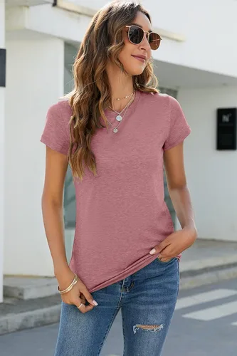 Miniatura 2 de Sherosa Camisetas básicas de manga corta con cuello redondo para mujer