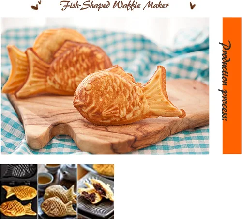 Miniatura 6 de Taiyaki - Molde para tartas en forma de pez, molde doble para hacer panqueques en forma de pez