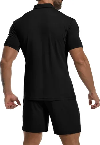 Miniatura 3 de YTD Conjunto de camisa polo y pantalones cortos de manga corta para hombre, conjunto de dos piezas de verano con cremallera, conjunto deportivo