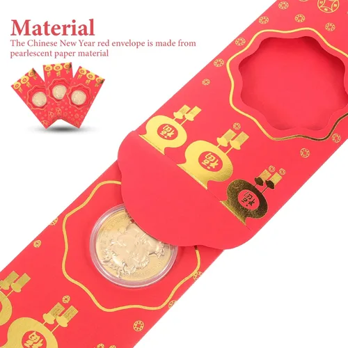 Miniatura 4 de EXCEART Sobre rojo, 10 unidades de paquetes de dinero rojo chino 2024 con moneda dorada, dragón del zodiaco chino, año nuevo, lunar, Hong Bao