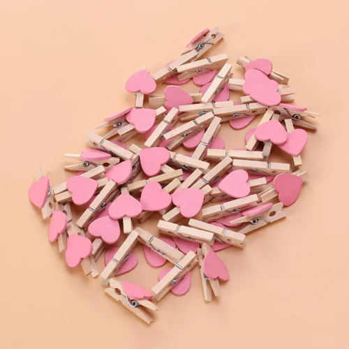 Miniatura 8 de NUOBESTY 50pcs mini pinzas de madera con corazones para boda, decoración del día de San Valentín