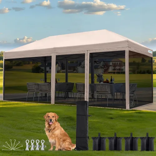 Miniatura 10 de Toldo desplegable Quictent Ez con pantalla de malla para carpa, con laterales de malla Canela