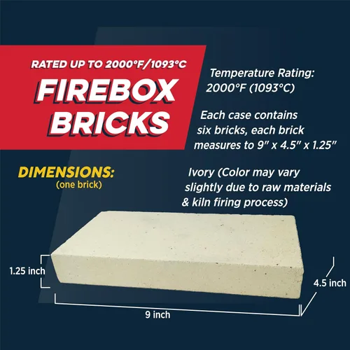Miniatura 3 de Rutland - Ladrillos refractarios para chimeneas de leña y estufas de leña, calor nominal para uso residencial, color marfil, caja de 6