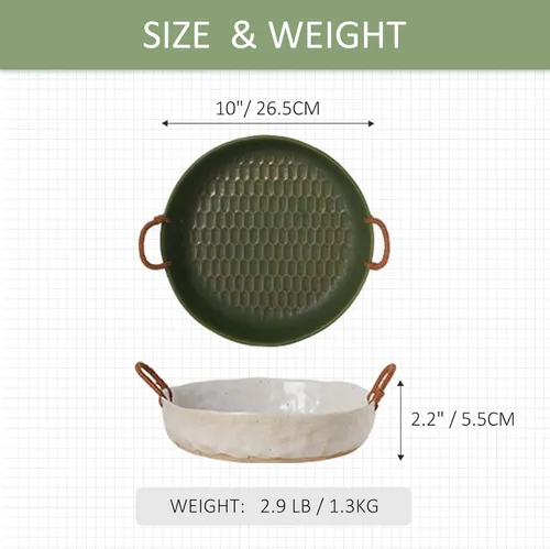 Miniatura 3 de Frutero grande de 10 pulgadas, cesta de frutas de cerámica para encimera de cocina, Frutero para Cocina, blanco Verde