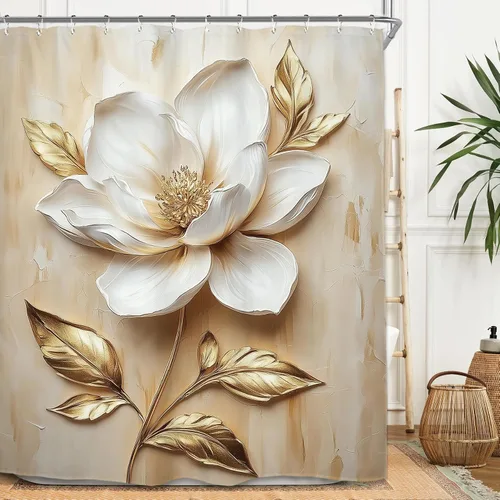 Miniatura 12 de Miyotaa - Juego de cortina de ducha con flores para decorar un baño pequeño o una ventana, 36 pulgadas de ancho x 71 pulgadas de alto, cortina