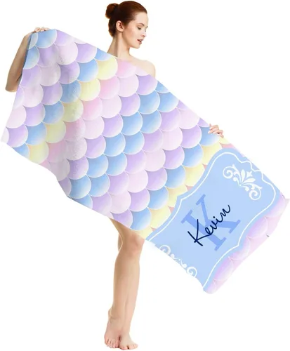 Miniatura 16 de Magimagine Toallas de playa de verano personalizadas, toalla de playa con nombre personalizado, absorbente y de secado rápido, toalla grande sin