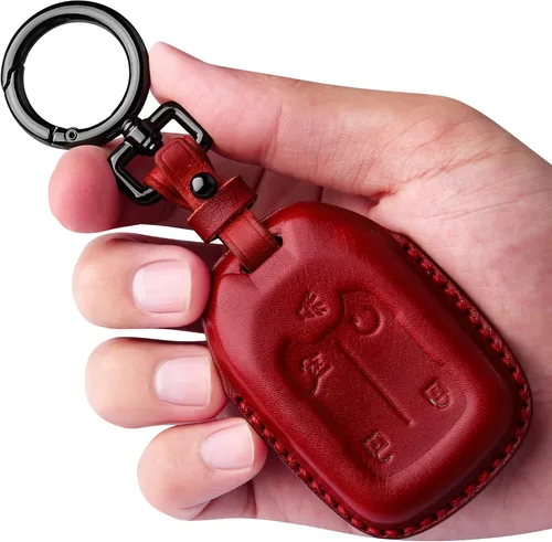 Miniatura 10 de Tukellen Compatible con funda de llave de cuero Chevrolet con llavero, compatible con Silverado GMC Sierra 2019 2020 2021, Negro