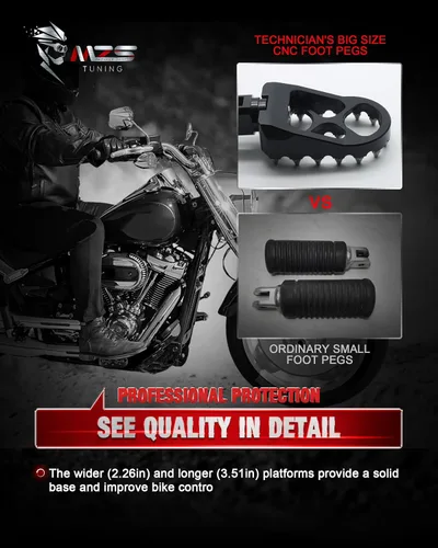 Miniatura 6 de MZS Estriberas delanteras para motocicleta, 2018-2025 Estriberas ajustables Accesorios para pedal de reposo, color negro, compatible con Softail