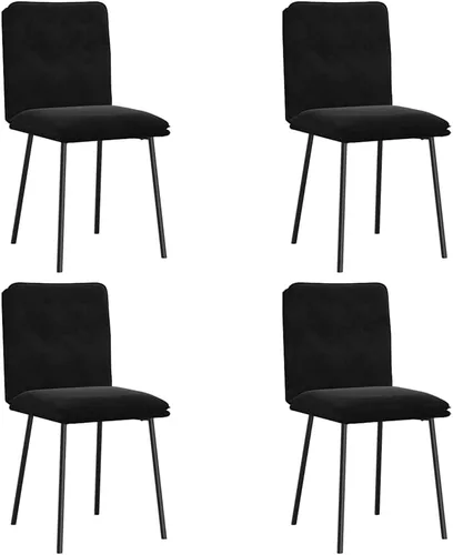 Miniatura 3 de Modern Velvet Dining Chairs Set of 4 Black Rectangular for Dining Room Kitchen Living Room Comfortable Sturdy Indoor Furniture Negro