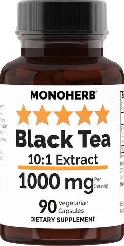 MONOHERB Extracto de té negro 10:1 - 1000 mg por porción - Tamaño de la porción: 2 cápsulas - 45 porciones por botella