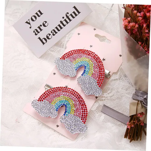 Miniatura 5 de FRCOLOR Clip de pelo arco iris, 2 unidades, accesorios para el cabello de arco iris para niñas y mujeres, pasadores de pelo lindos sin pasadores