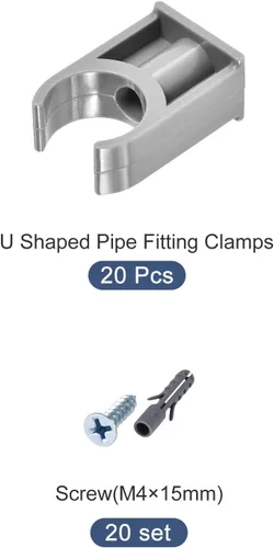 Miniatura 6 de METALLIXITY Clips de tubería de agua de PVC (0.79 pulgadas), 20 unidades, abrazaderas de plástico en forma de U con tornillos, para manguera