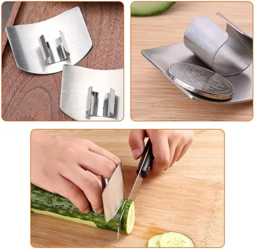 Miniatura 4 de N / D Protector de dedos de acero inoxidable, paquete de 3, protector de dedos resistente a cortes para cortar y cortar verduras
