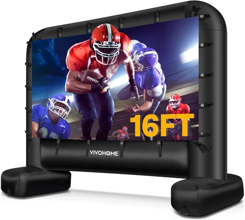 Miniatura 10 de VIVOHOME Pantalla de Proyector Inflable de 15 Pies para Exterior, Pantalla de Película Hinchable para Uso al Aire Libre, Pantalla de TV Mega Grande